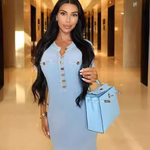 Robe d'été légère en tricot et denim