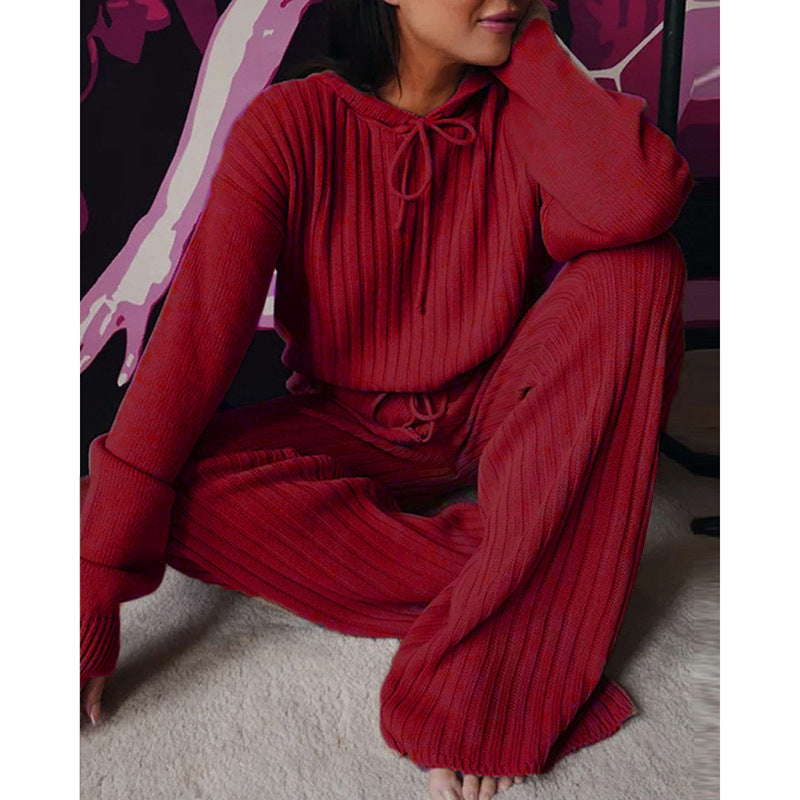 Casual long sleeve set with loose hood