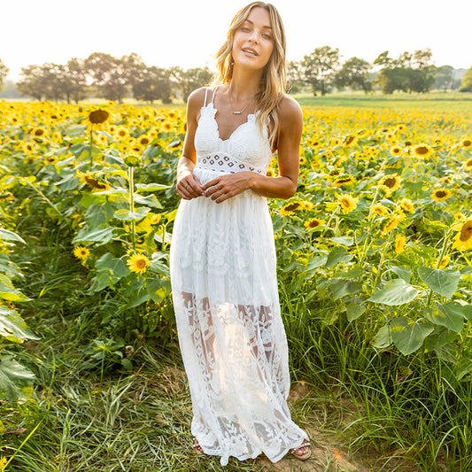 Lace dress with straps