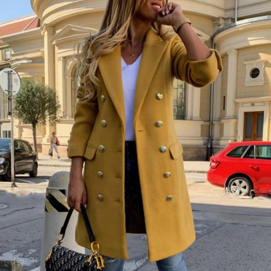Double-breasted wool lapel coats