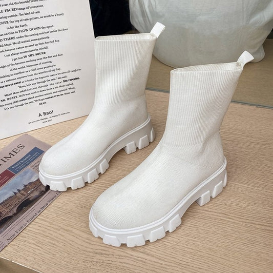 European and American mid-tube mid-heel boots