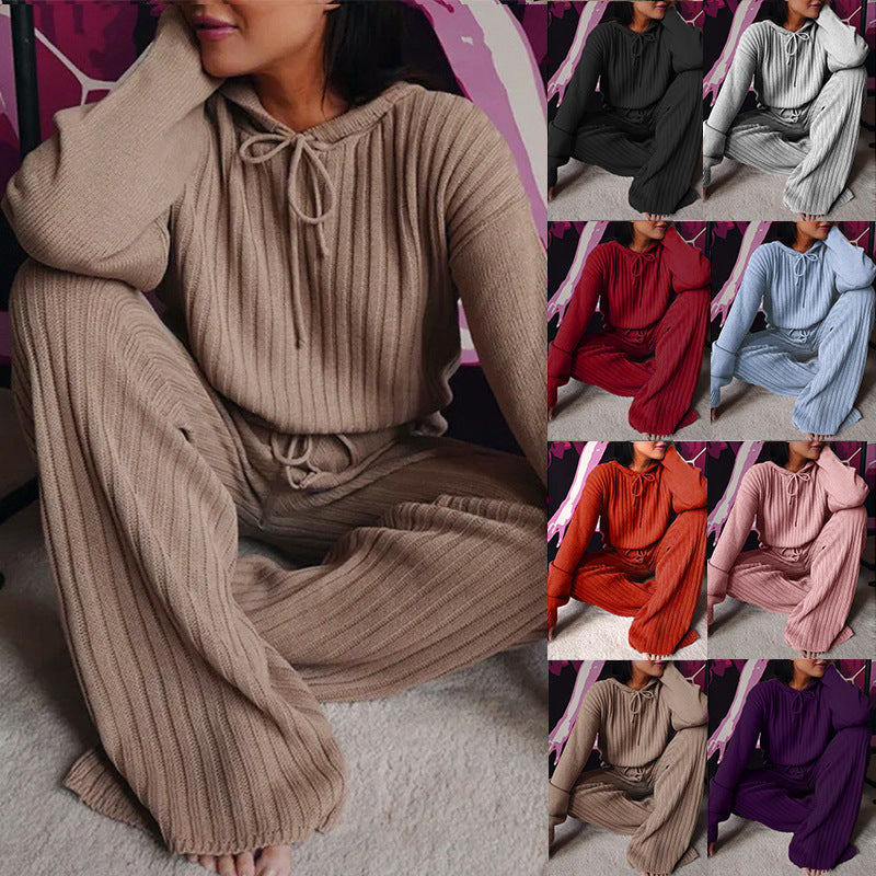 Casual long sleeve set with loose hood