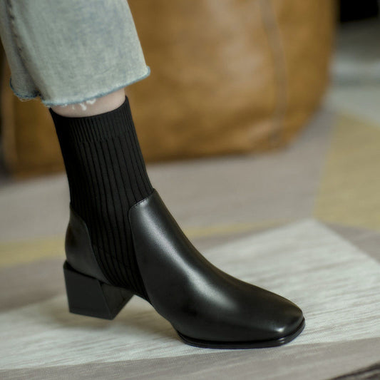 Martin boots with chunky square heels