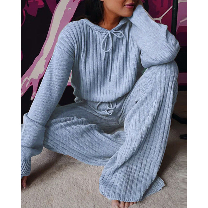Casual long sleeve set with loose hood