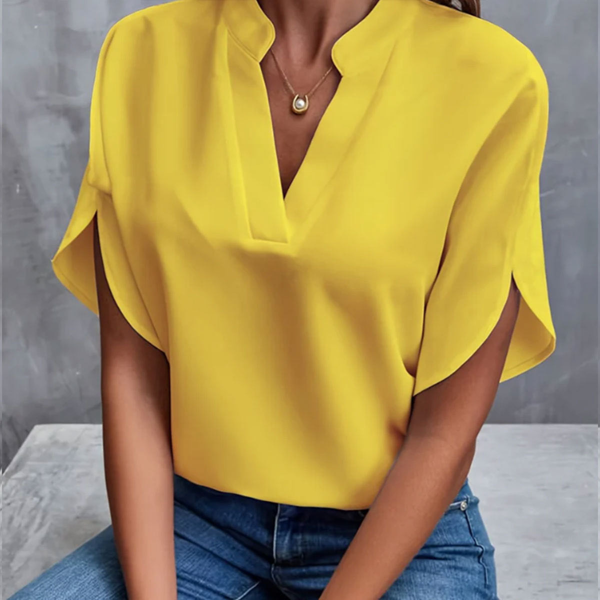 Chemise d'été à manches courtes en mousseline de soie