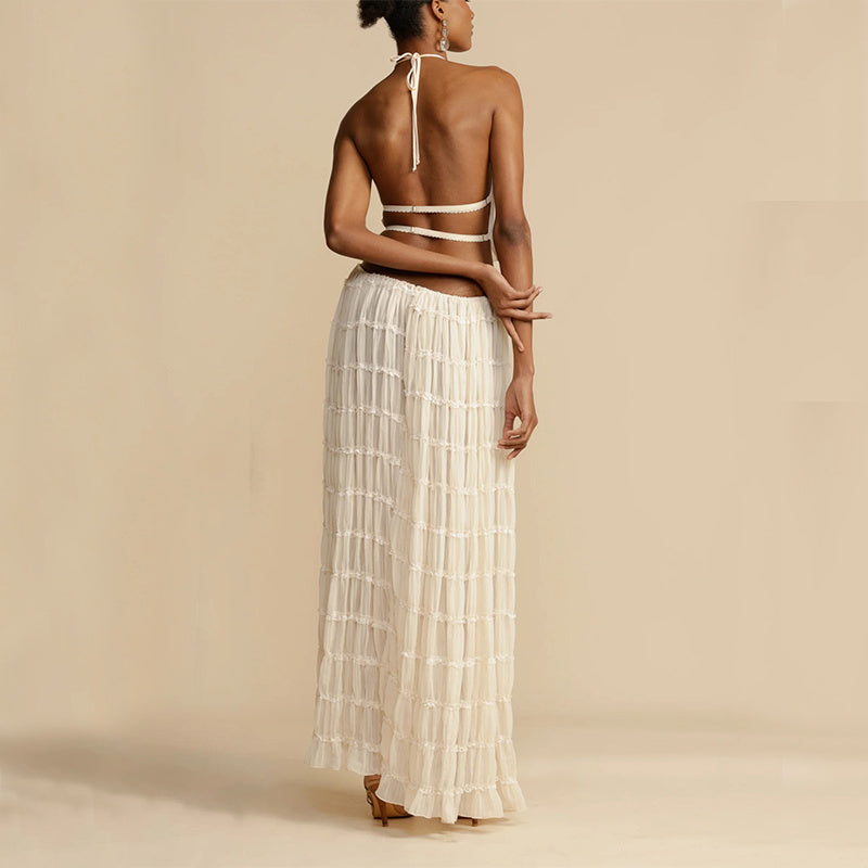 Ensemble 2 pièce robe sexy sans manches, dos nu