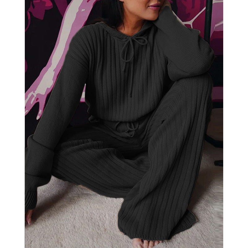 Casual long sleeve set with loose hood