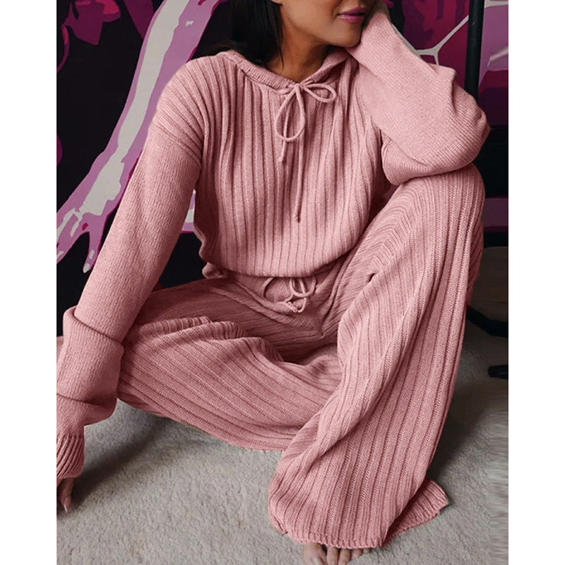 Casual long sleeve set with loose hood