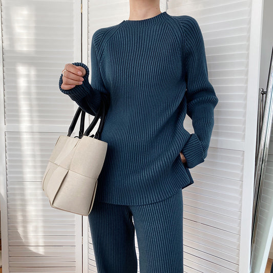 Pantalon large tricoté deux pièces pour femme