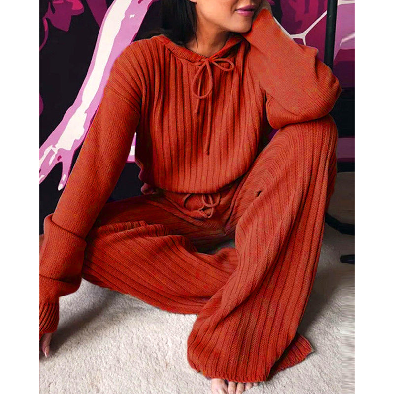 Casual long sleeve set with loose hood