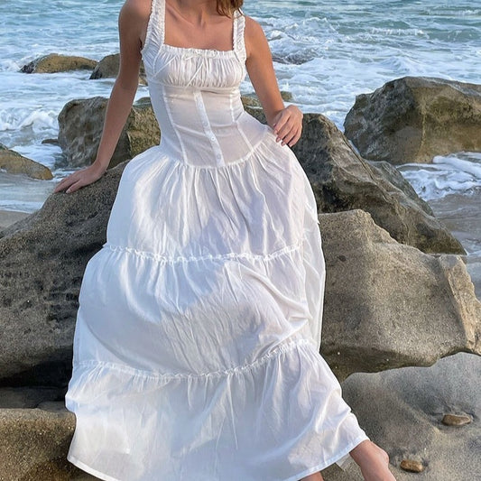 Extra long dress with pleated front style