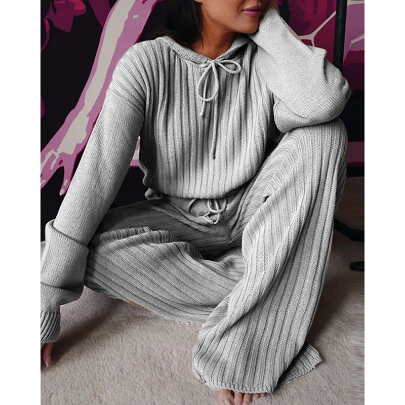 Casual long sleeve set with loose hood