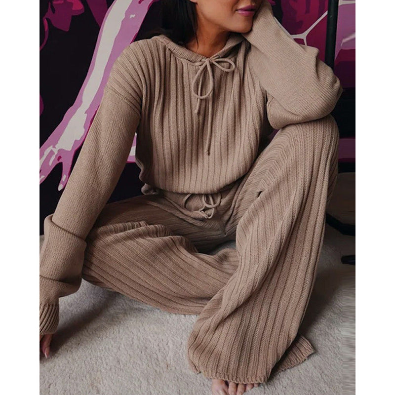 Casual long sleeve set with loose hood