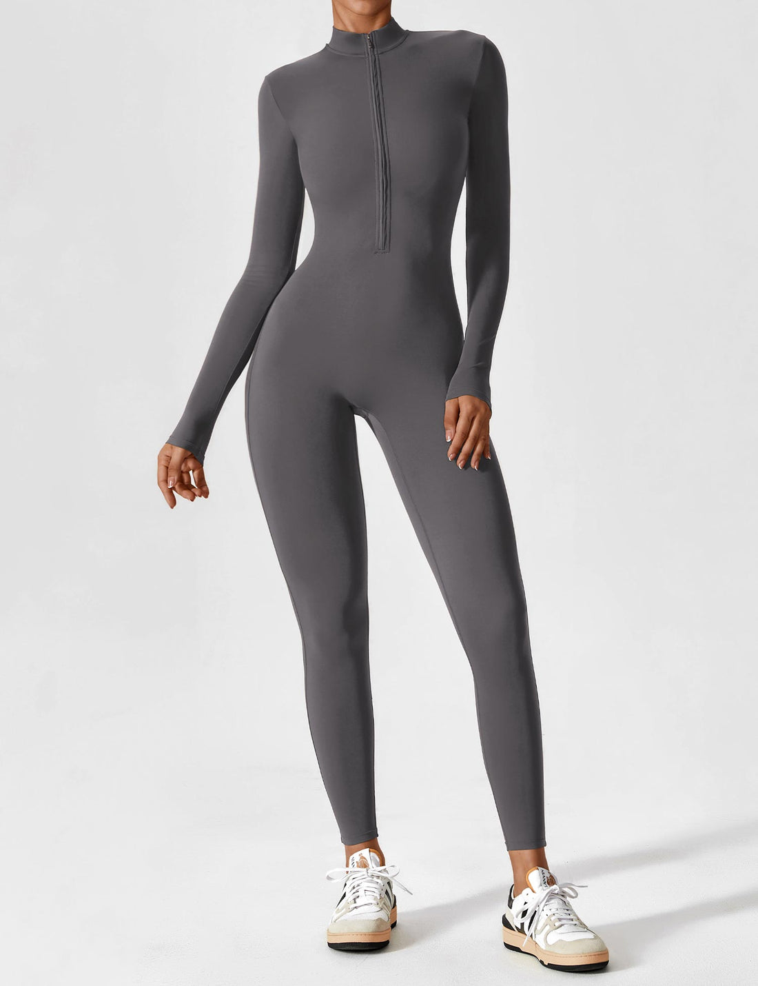 Long sleeve zip-up jumpsuit
