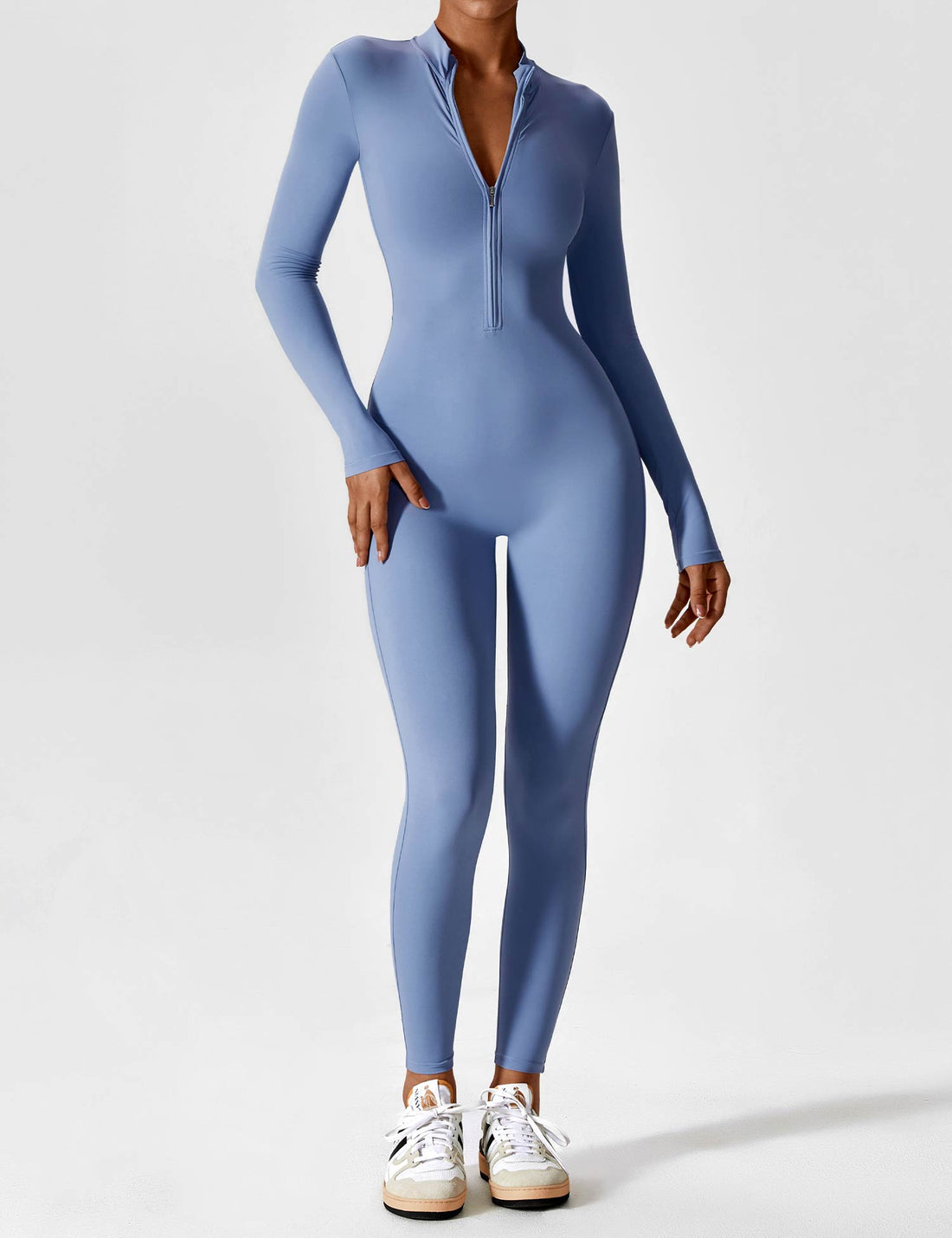 Long sleeve zip-up jumpsuit