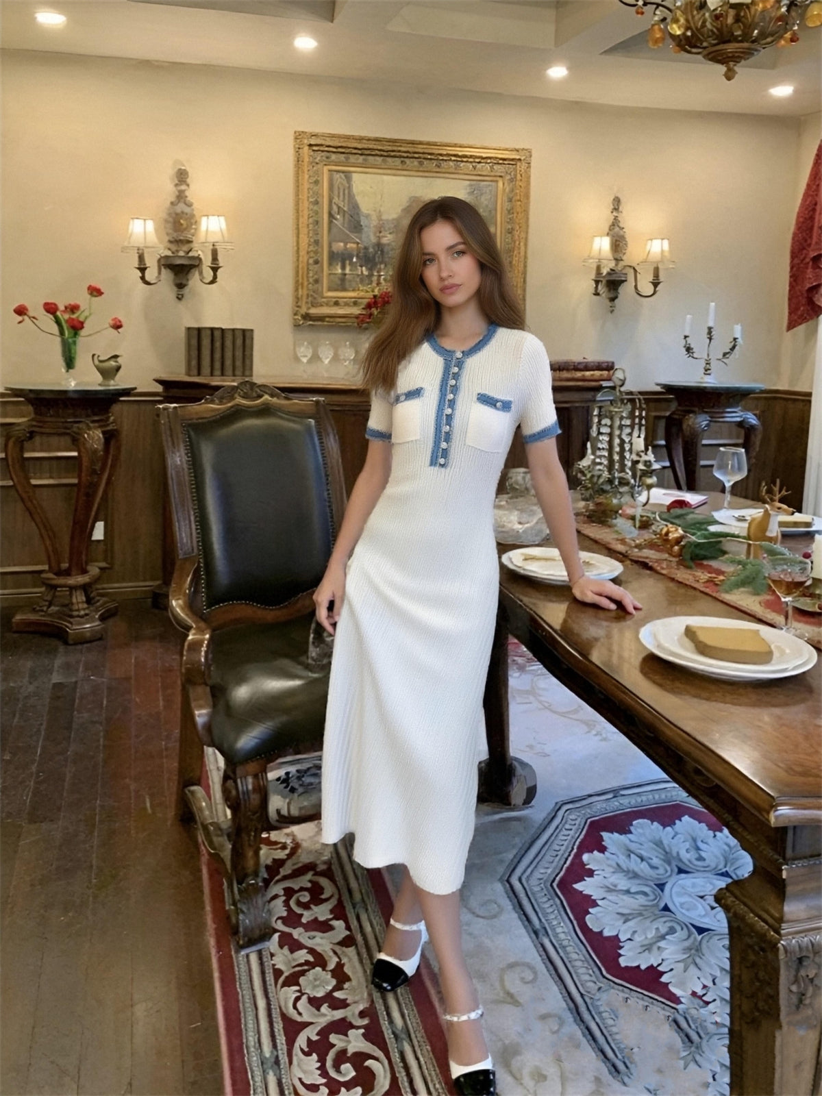 Robe d'été légère en tricot et denim