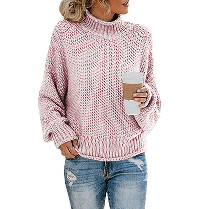 Pull  à col roulé en fil épais