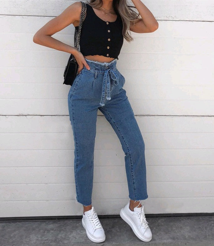 Washed pencil jeans