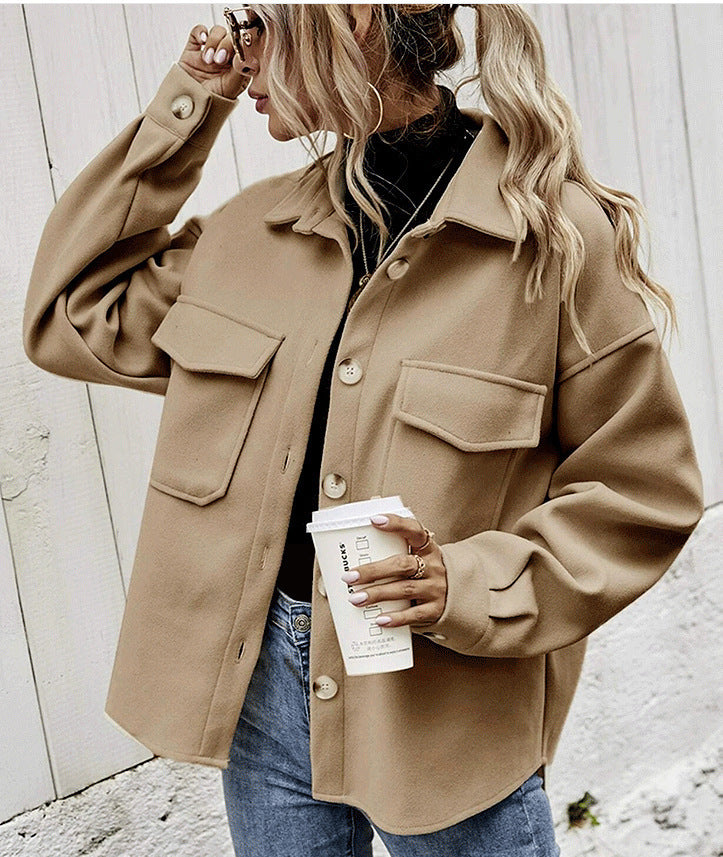Manteau d'hiver  revers simple boutonnage épaissi