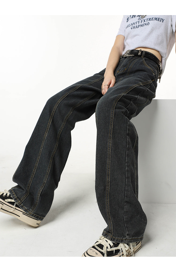 Dark blue loose draped jeans