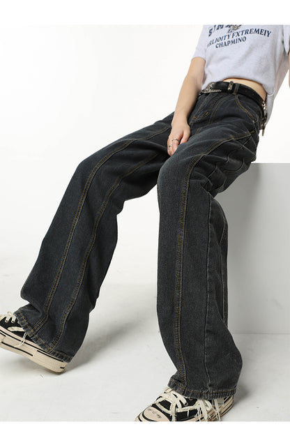 Dark blue loose draped jeans