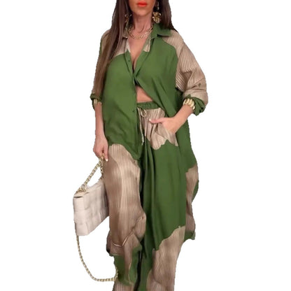 Ensemble haut et pantalon imprimés à manches trois-quarts,