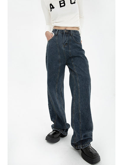 Dark blue loose draped jeans