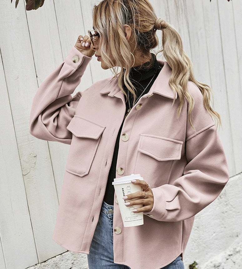 Manteau d'hiver  revers simple boutonnage épaissi