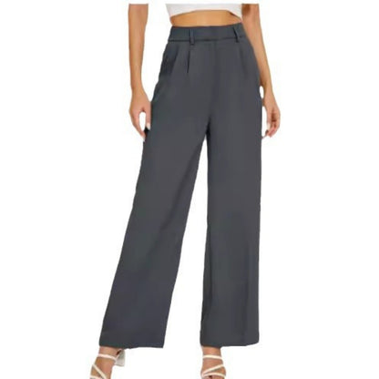 Casual high waisted straight wide leg pants