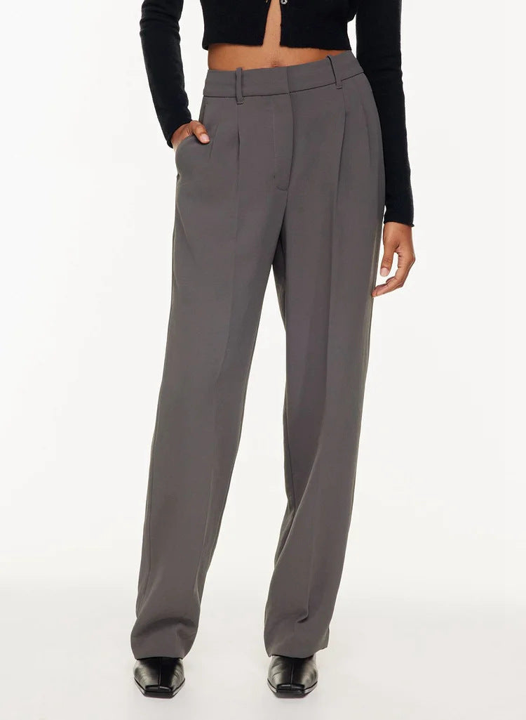 Casual high waisted straight wide leg pants