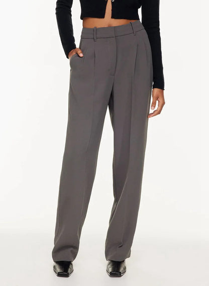 Casual high waisted straight wide leg pants