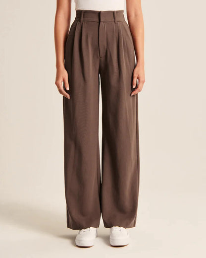 Casual high waisted straight wide leg pants