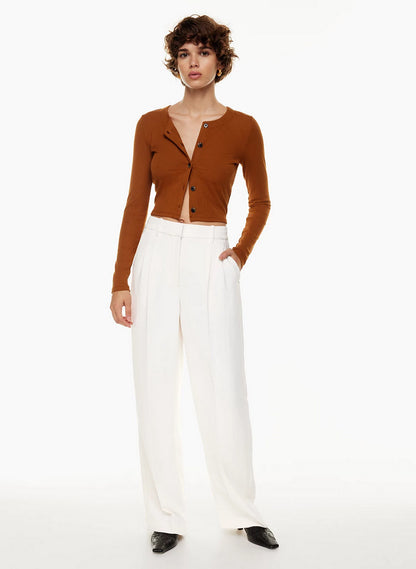 Casual high waisted straight wide leg pants