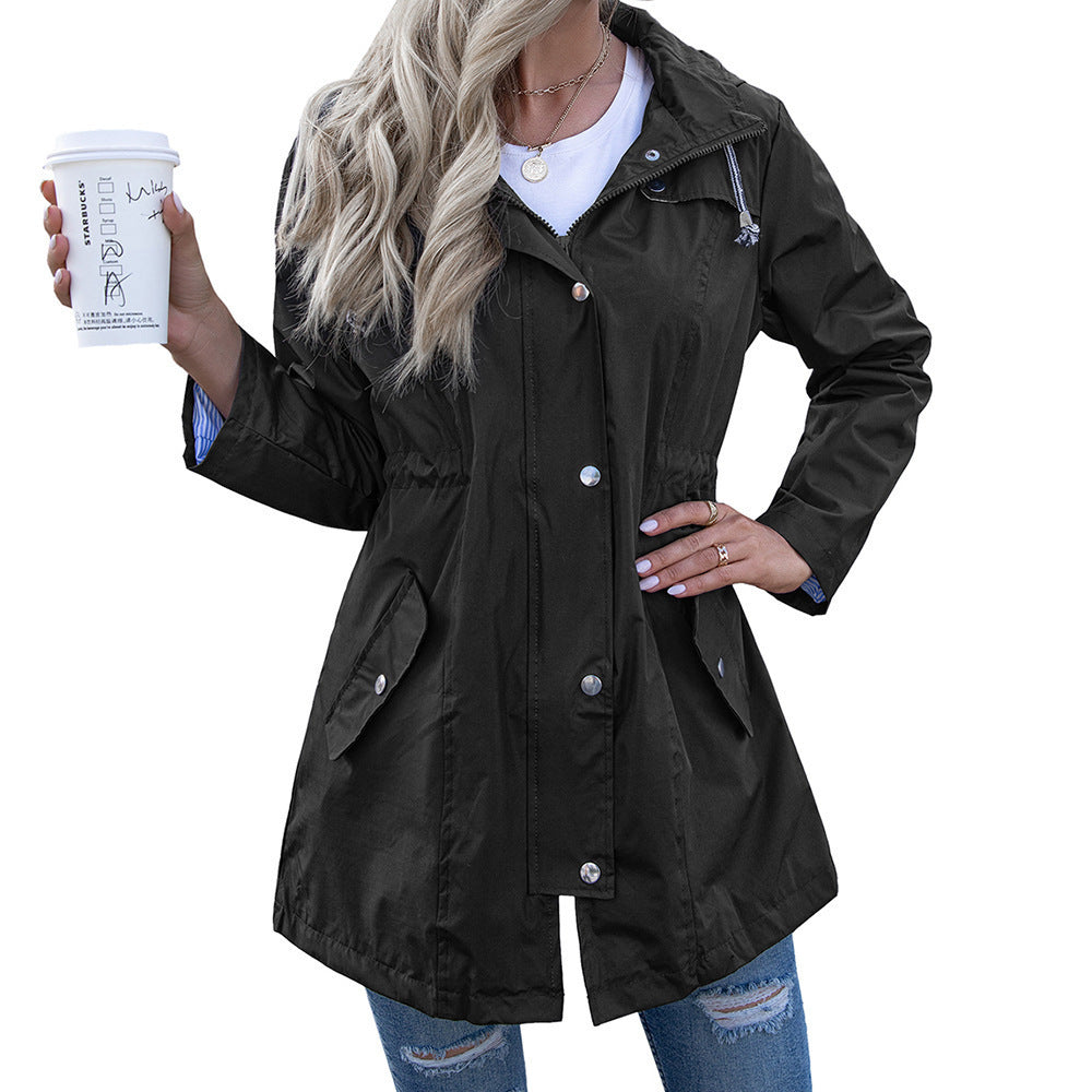 Manteau imperméable à capuche et fermeture éclair