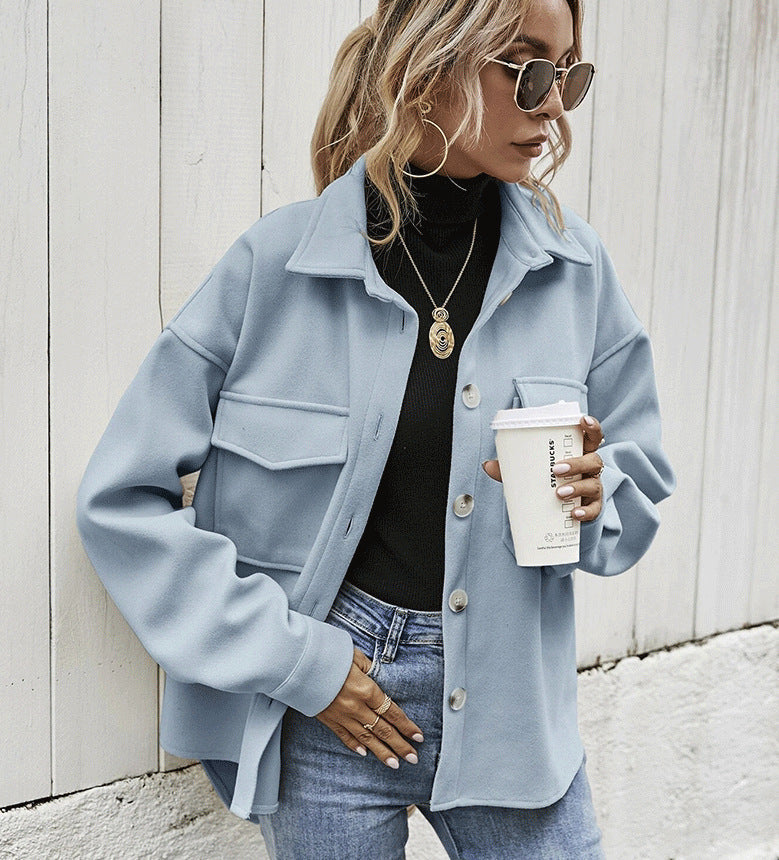 Manteau d'hiver  revers simple boutonnage épaissi