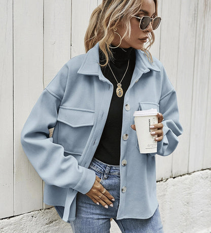 Manteau d'hiver  revers simple boutonnage épaissi
