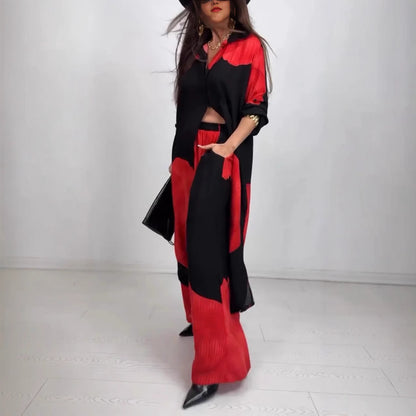 Ensemble haut et pantalon imprimés à manches trois-quarts,