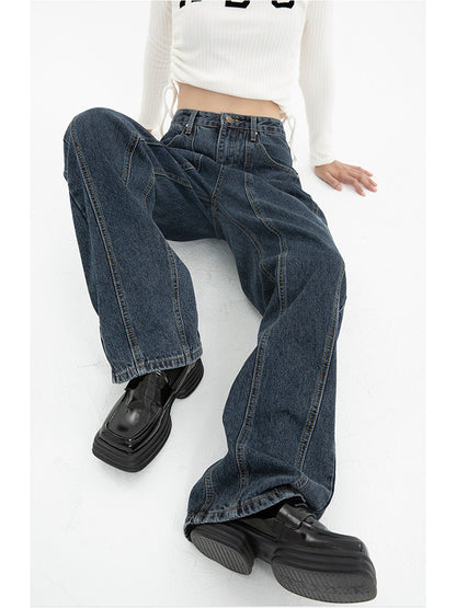 Dark blue loose draped jeans