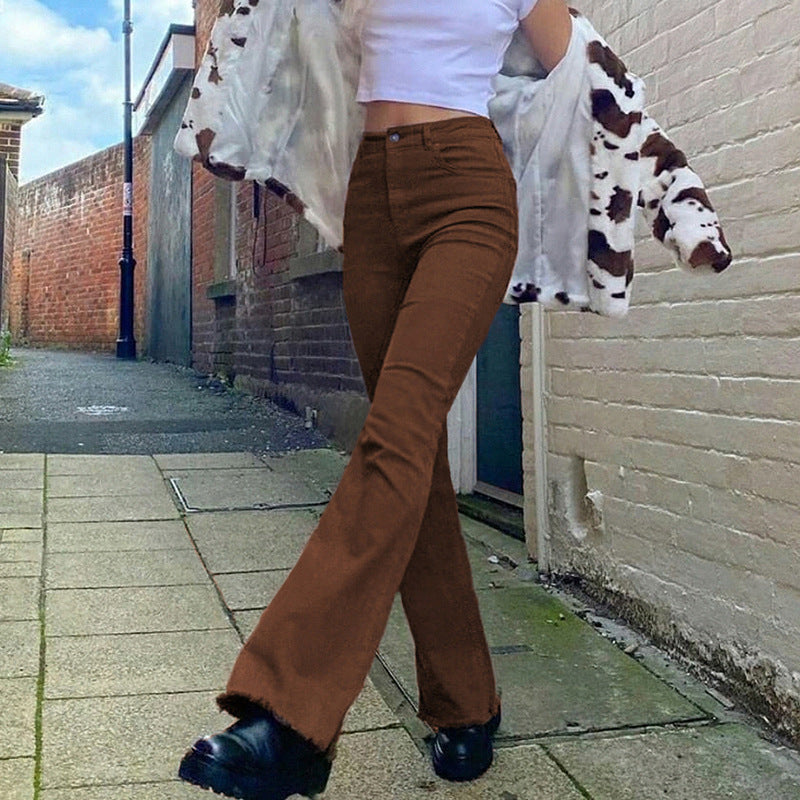 High-waisted stretch bootcut jeans