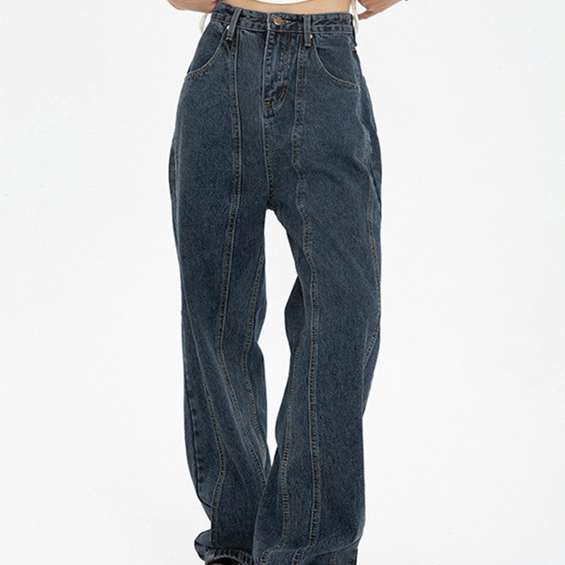 Dark blue loose draped jeans