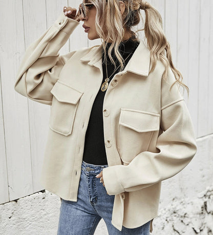Manteau d'hiver  revers simple boutonnage épaissi