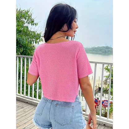 Pull d'été à col en V, amincissant la clavicule