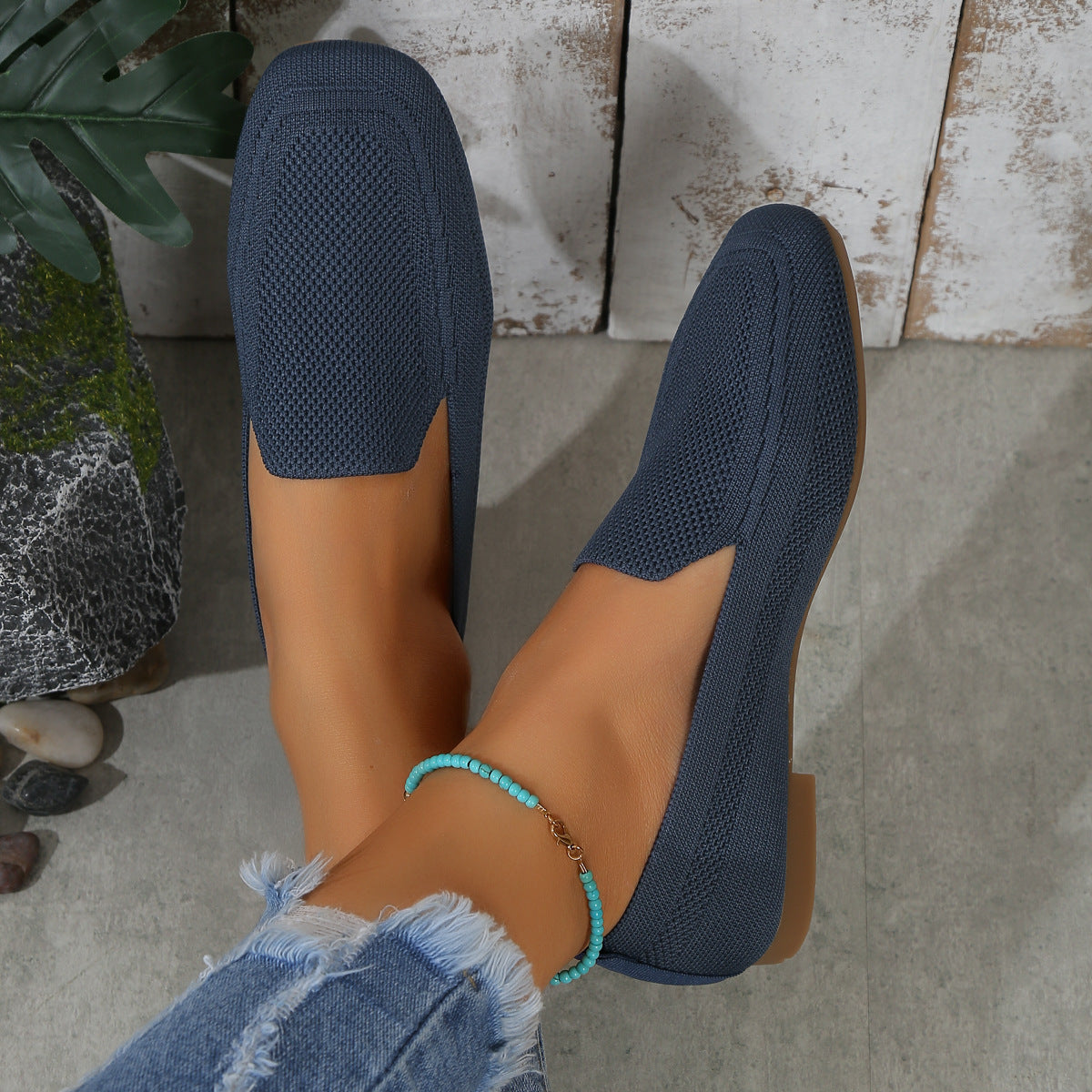 Knitted flat loafers