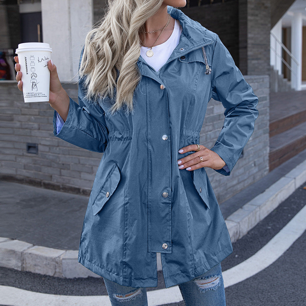Manteau imperméable à capuche et fermeture éclair