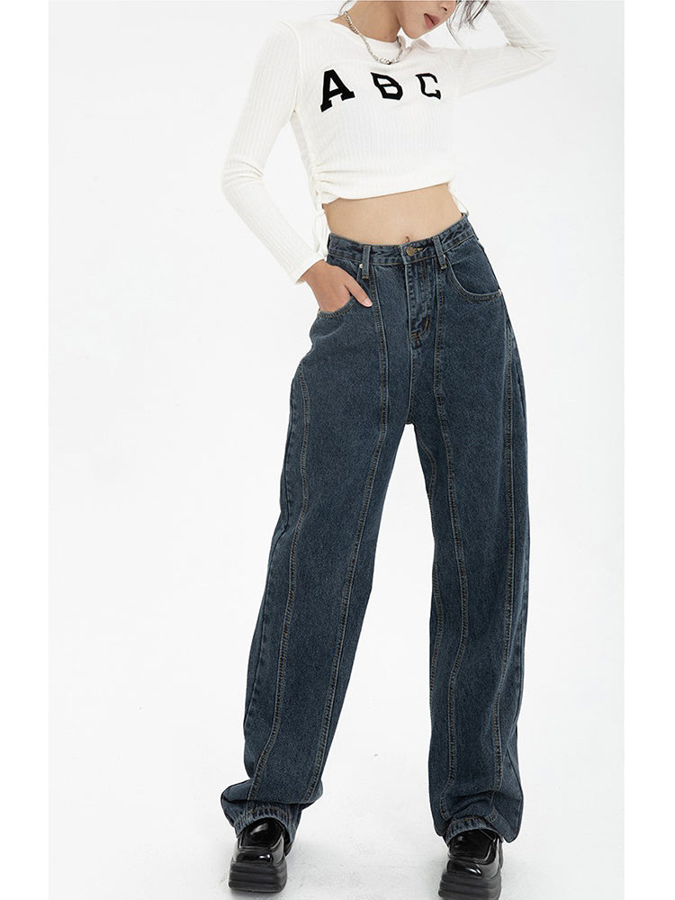 Dark blue loose draped jeans