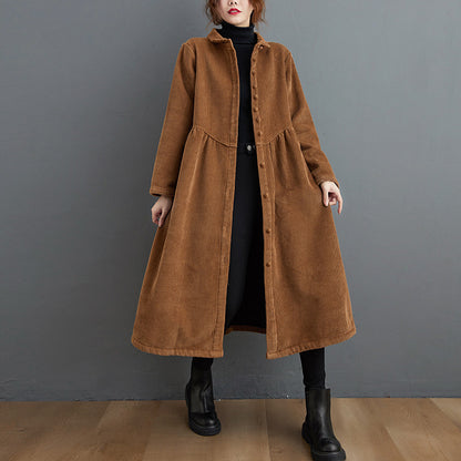 Manteau décontracté en velours côtelé