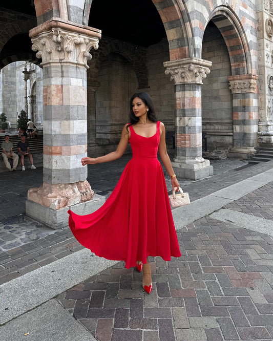 Robe à Bretelles Sans Manches à Encolure Carrée